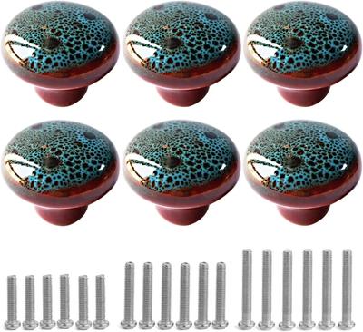 Vintage Round Cabinet Knobs Glazed Ceramic Round Knobs for Dresser Drawer, Antique Drawer Pull for Home Decor Door Handles