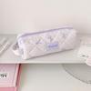 Polka Dots Bow Pencil Bag Large Capacity Multi-Function Stationery Storage for School Office Travel Cosmetic Organizer