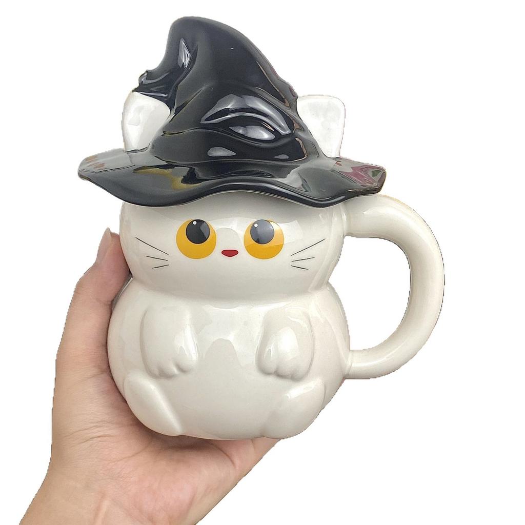 Creative Personality Magic Hat Cat Mug Halloween Ghost Ceramic Cartoon Cup Cute Female Couple Water Cup