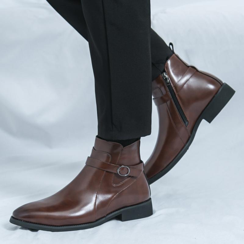 Móda Novinka Zimní Móda Návrhář Špičaté Černé Hnědé Chelsea Kotníkové Boty Pánské Ležérní Luxusní Vysoké Boty Zapatos Hombre