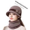 Outdoor Elderly Middle Aged Winter Beanie Hat Scarf Fleece Lining Warm Knit Bucket Hat Windproof Hat Scarf Set for Women