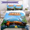 3pcs Grizzy The Lemmings1 Design Cover Set - HD Printed Bedding with 1 Cover and 2 Pillowcases - Perfect for Home and Dorm Decor