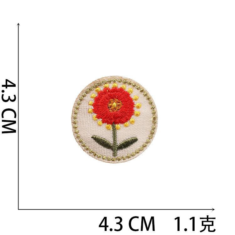 Новая Вышитая Наклейка из Хлопка и Льна Тканевая Наклейка с Вышивкой Цветов Круглая Золотая Шелковая Вышивка Микро-Глава Мультяшная Корзина с Розами Наклейка Stic no. 1~_3 pieces