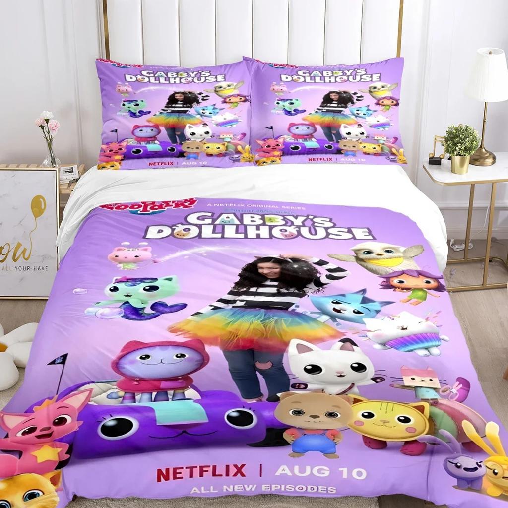 Comforter Gabby'S Dollhouse Bedding Set 3D Printed Suitable For Bedroom Kids Home Textile