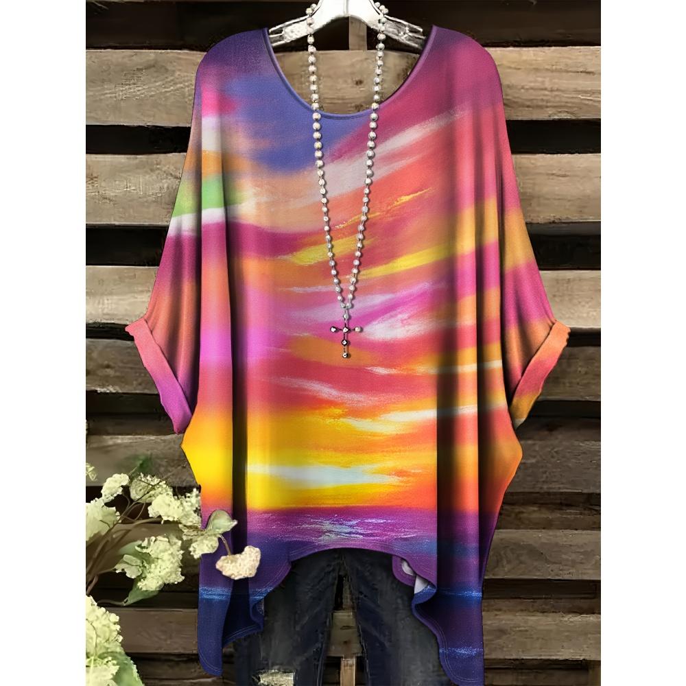 New 2025 T-Shirts for Women Gold Marble Print Versatile Machine Summer Comfort Short Sleeve Washable Bohemian Vintage Clothing