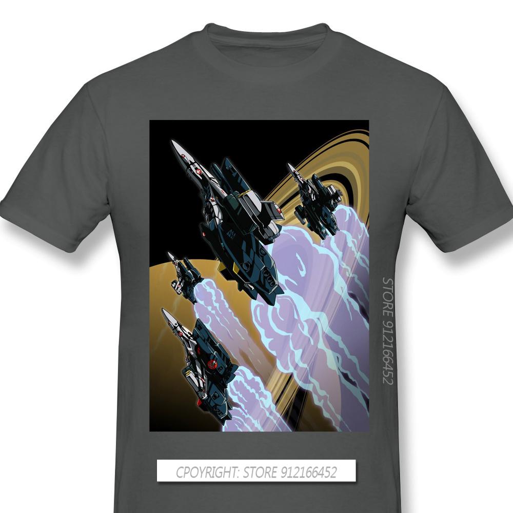 Skull Squadron TShirt Macross UN Spacy Variable Valkyrie Mecha Anime Homme T-Shirts Tee Pure Cotton Oversize Short Sleeve