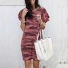 Summer 2020 Women's Camouflage Print Loose Dress - Round Neck, Short Sleeve, European & American Style