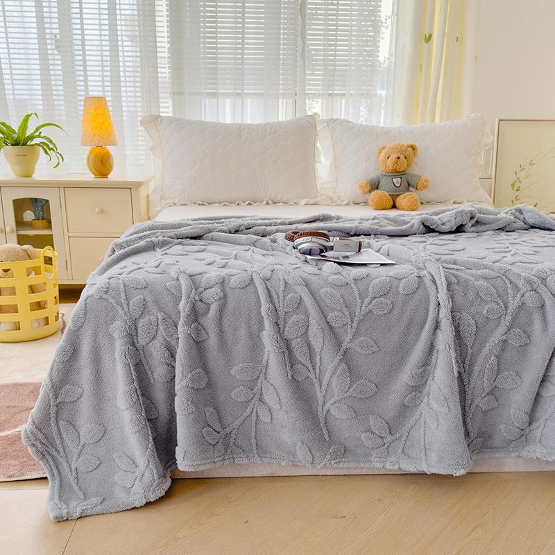 Tafurong Jacquard Fleece Multi-functional Blanket,  Solid Color Bed Blanket, Keep Warm Store Heat Lunch Break Quilt, Suitable for All Seasons