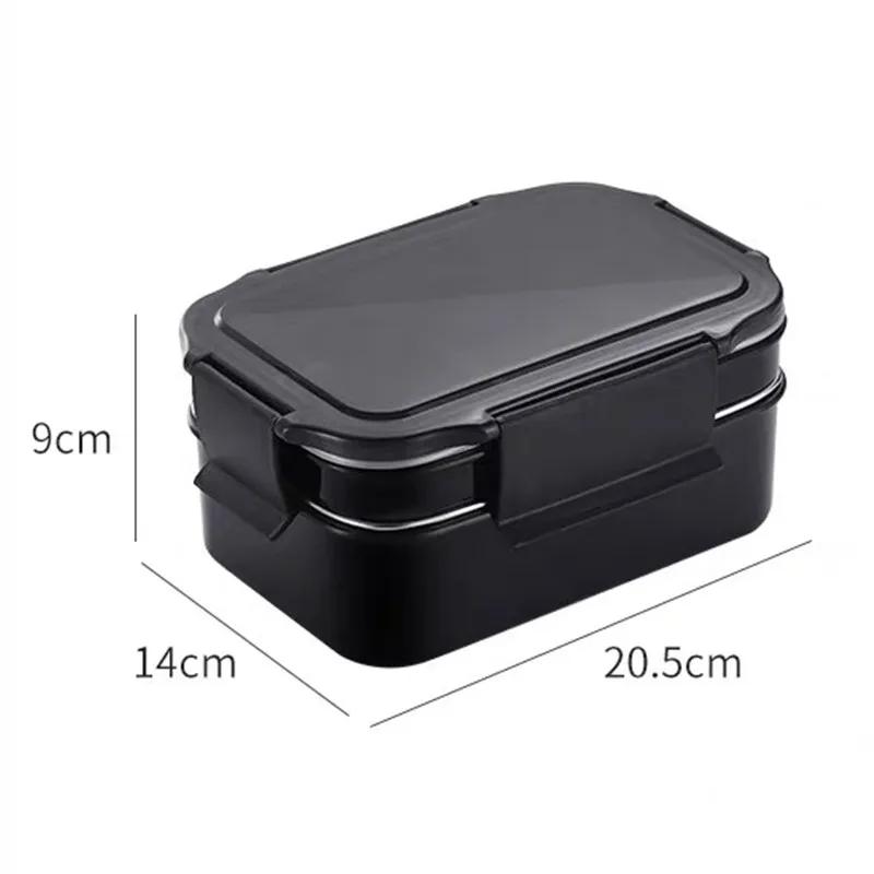 1000ml Double Layers Stainless Steel Lunch Boxes with Insulation Bag Bento Lunch Box Leak-Proof Thermal Bento Box Student Bento 1000ml чёрный