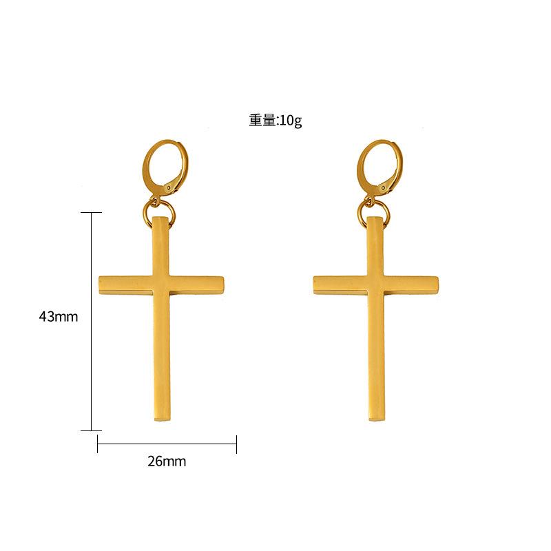 Retro Earrings Personalized Non-Fading Titanium Steel Stainless Steel Earrings Cross Jewelry Neutral Style Jewelry