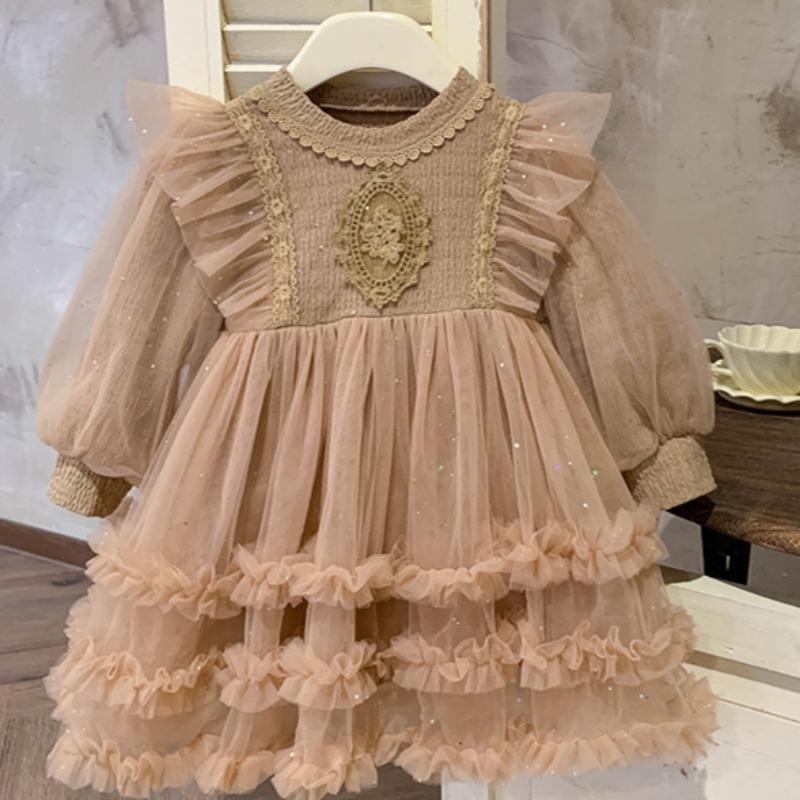 Autumn New Girls Mesh Fashion All-match Dress