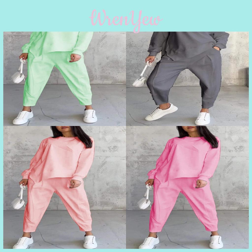 Fall Winter Womens Casual Sweatsuit With Pockets And Spliced Design For Streetwear Style