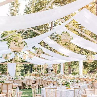 White Ceiling Drapes Wedding Arch Draping Fabric Voile Chiffon Drapery Draping Ceiling Decorations for Party Ceremony Stage