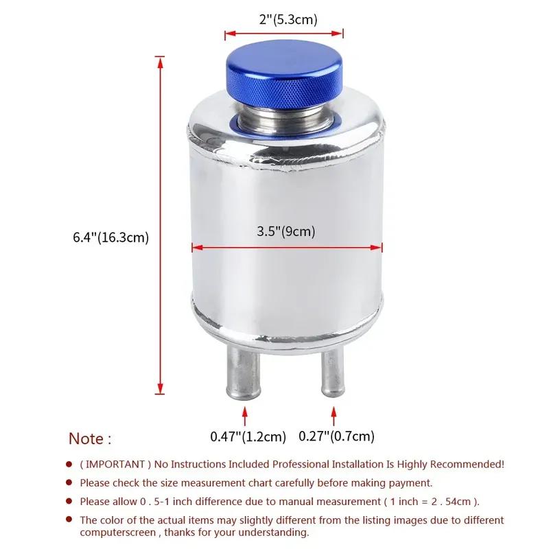 Racing Power Steering Fluid Reservoir Tank with Clamps Aluminium Alloy Fuel Cell Surge Tank Power Steering Oil Catch Can Tank