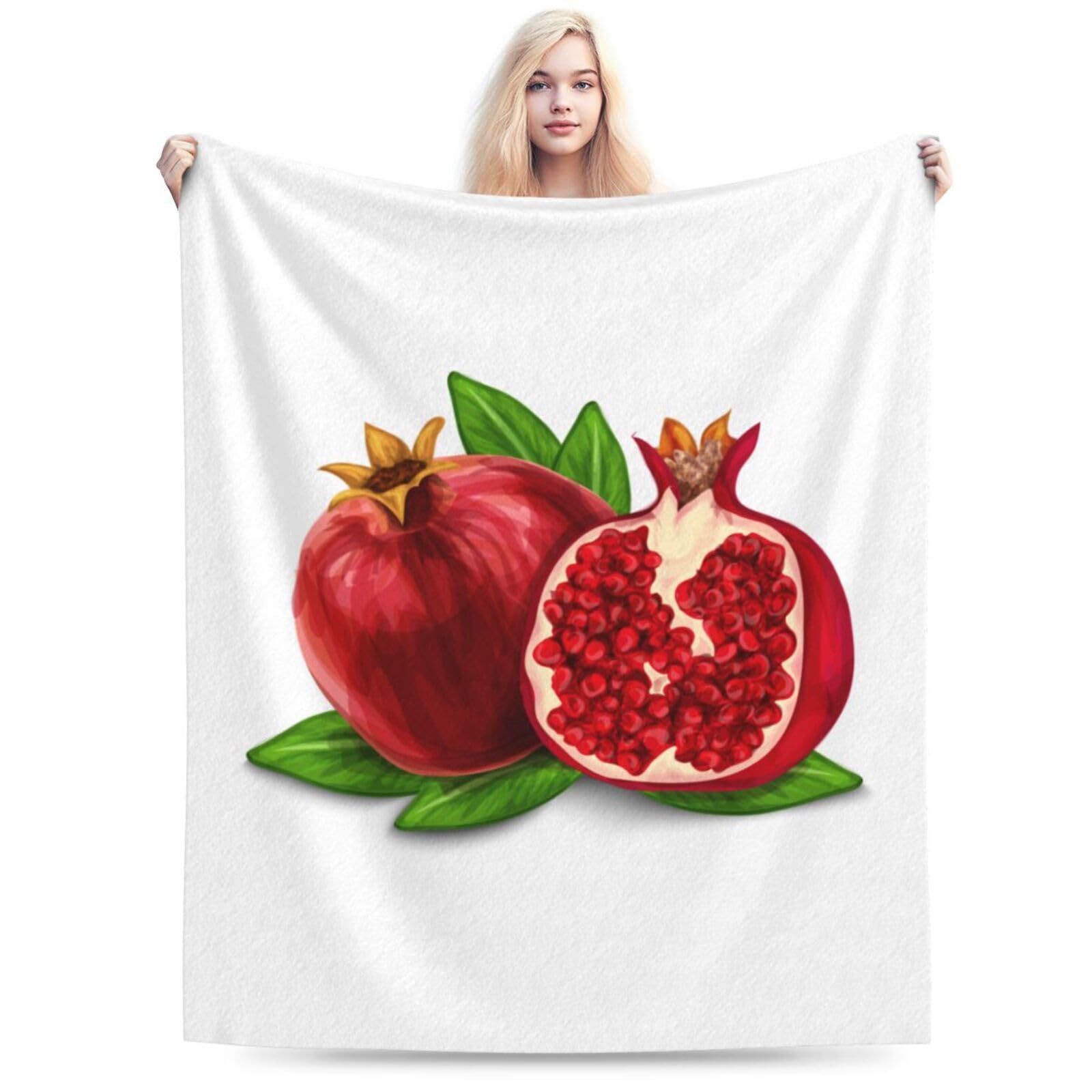 

Pomegranate Print Flannel Fleece Throw Blanket Lightweight Soft Tropical Fruit Print Plush Blanket for Sofa Couch Bed Room Decor 75x90cm