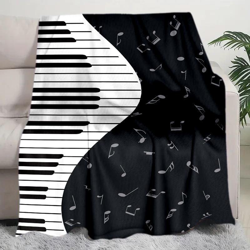 1PC Piano Keys Music Printed Blanket, All Season Lightweight Home Office Outdoor Nap Multifunctional Blanket A17