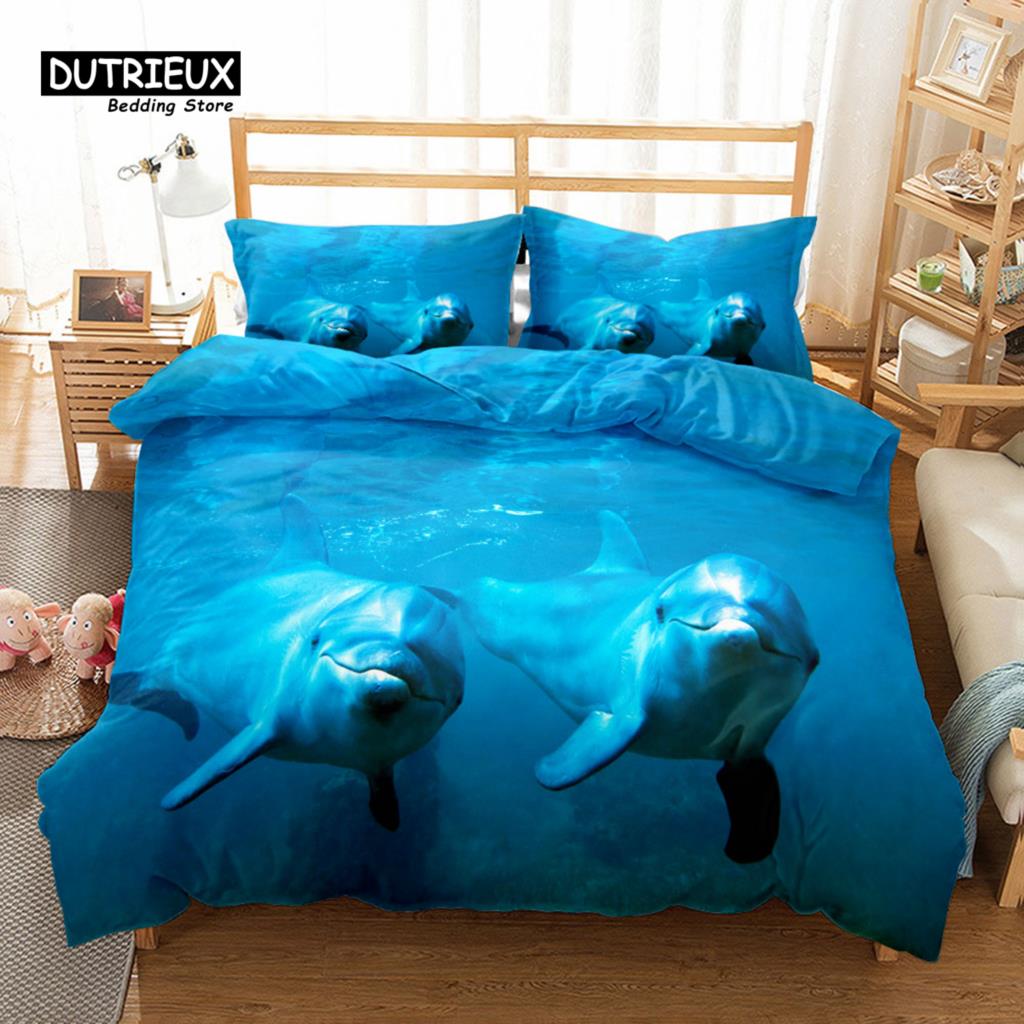 

Комплект пододеяльника Sunset Gaming Dolphins, Постельный комплект, Мягкий удобный дышащий пододеяльник, Для декора спальни, гостевой комнаты EU single(135x200cm)