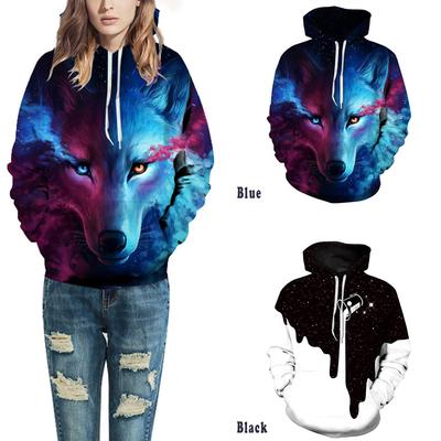 halloween wolf print long sleeves hoodie
