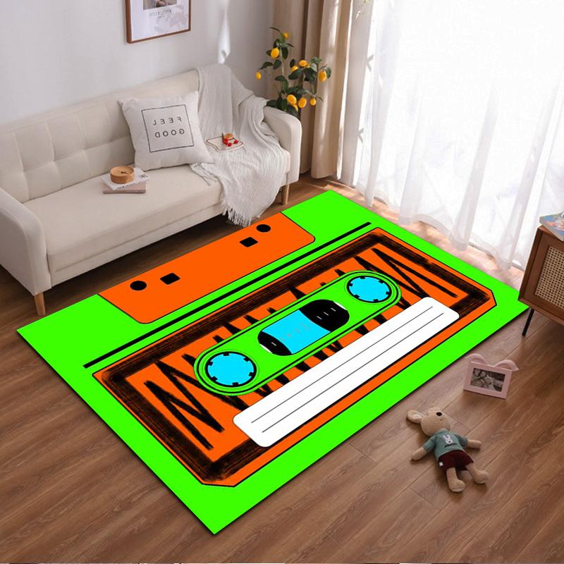 Colorful Retro Cassette Design Rug Non-slip rug suitable for living room and bedroom sofas sofas