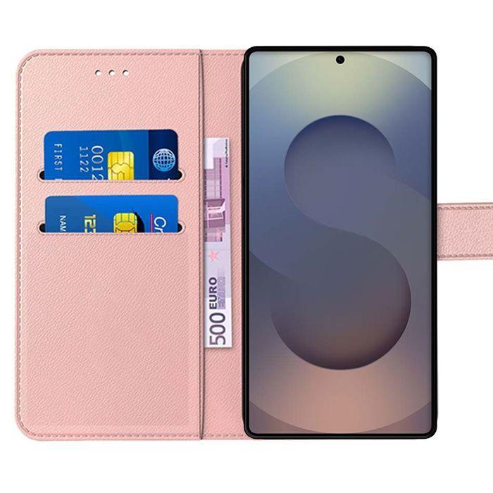 Coque de protection - BOOLING - Samsung Galaxy S25 Ultra - Cuir PU Rose - Antichoc - Support intégré