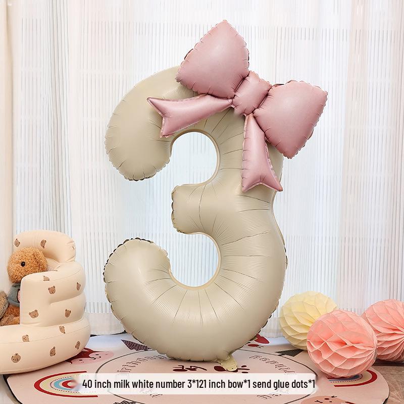 40-Zoll Cremeweiße Matte Zahlenballons - Geburtstagsfeier Dekorationen