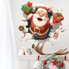 Christmas Party Supplies 3D Santa Claus Wall Decals, Break Through Reindeer Seasonal Art Window Stickers, Removable Winter Holiday Decorations