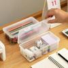 Large Capacity Box Case Transparent Storage Pencil Marker Pen Stationery Holder for Office School Desktop Organizer Solid Color