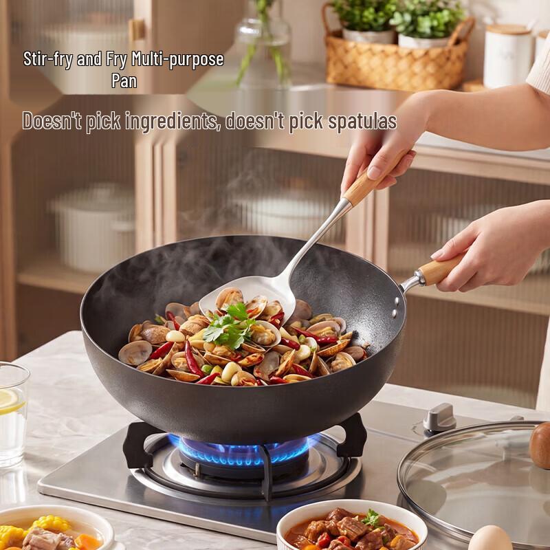 Chudahwang 28cm Flat Bottom Wrought Iron Wok