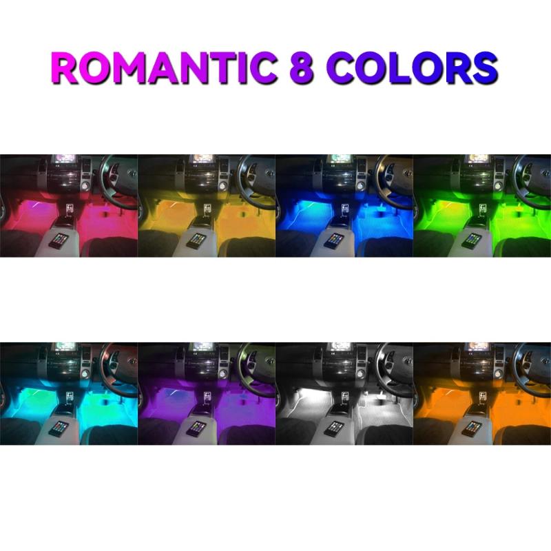 Neon 48 72 Led Car Interior Ambient Foot Light With Usb Wireless Remote Music App Control Auto Rgb Atmosphere Decorative Lamps