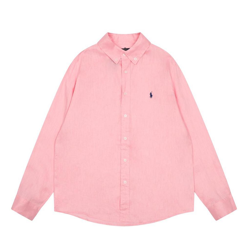 Ralph Lauren Unisex Polo: Little Horse Embroidery, Solid Color, Long Sleeve, Classic Casual Lapel Shirt