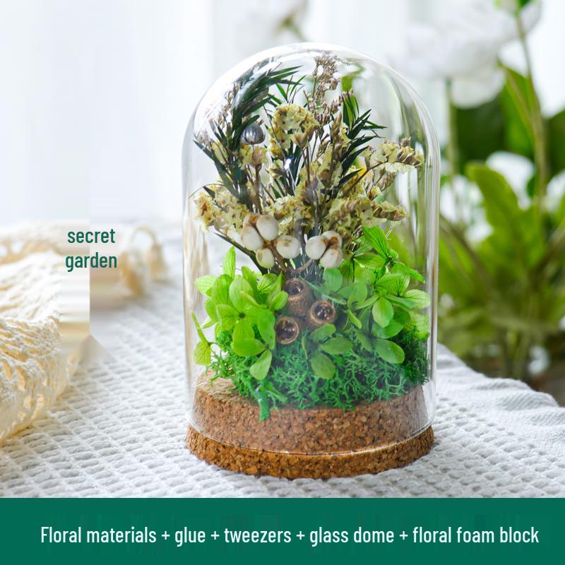 Preserved Flower Glass Dome DIY Kit for Handmade Decoration and Gifts