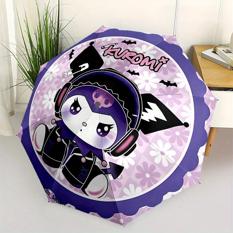 Kuromi, DecoArt Automatic Open/Close Umbrella-Cute Umbrella with Cute Design, Portable 3-Fold Compact Umbrella for Men & Women, Halloween Ch