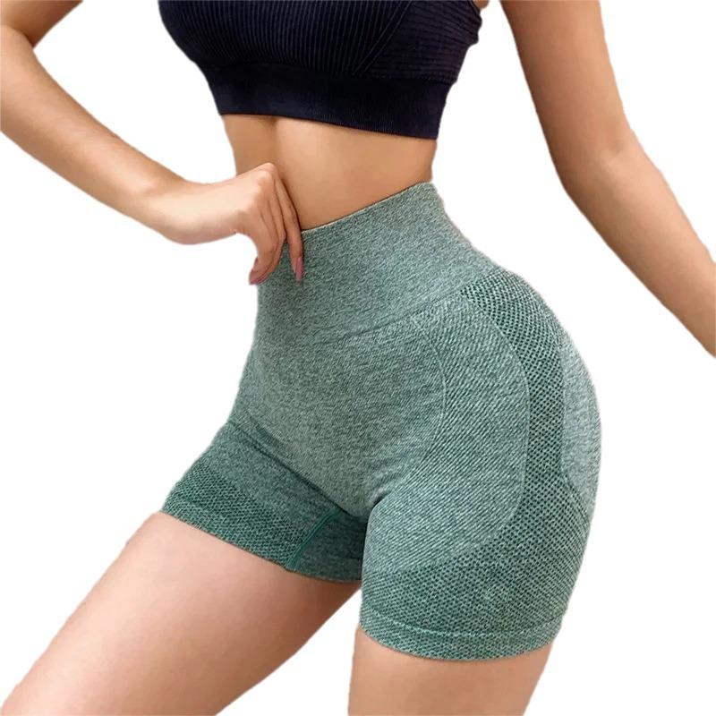 Damen High Waist Bauchkontrolle Schnelltrocknende Yoga Shorts