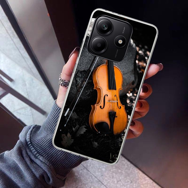 Music Violin Phone Case For Xiaomi Redmi Note 15 14 14S 13 12S 12 Pro Plus 11S 11 10S 10 4G Cover 11E 11T 5G Print Fundas Redmi