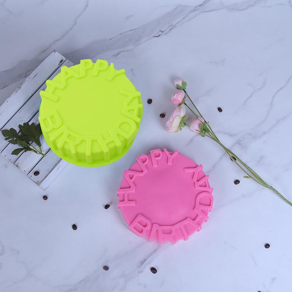 Buy Silicone Happy Birthday Cake Molds Round Baking Circle Home Muffin