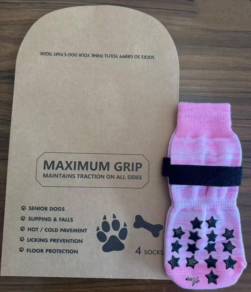 Breathable Non-Slip Cotton Socks for Large & Medium Dogs, 4-Pack