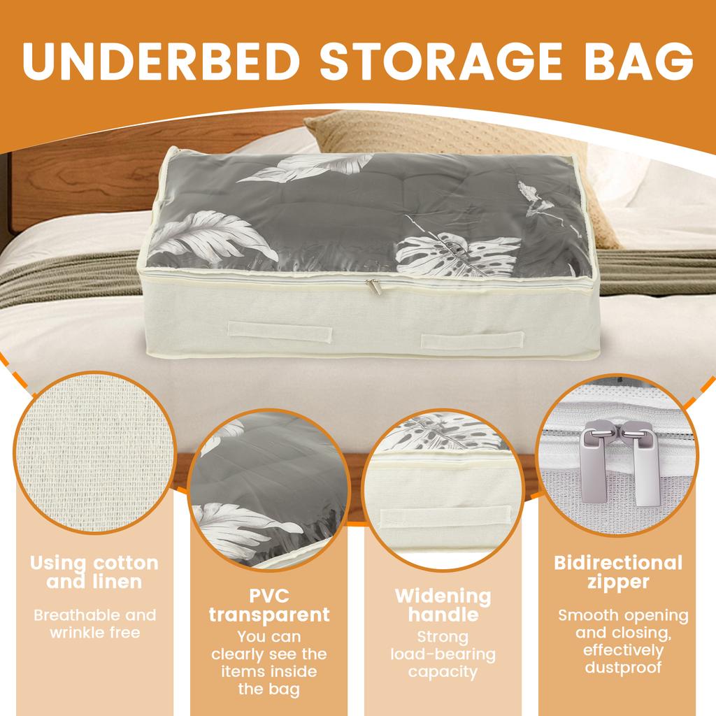 2Pcs Under Bed Organizer Large Capacity Under Bed Storage Bin with Double Zipper Multifunctional Clothing Organizer with Handle