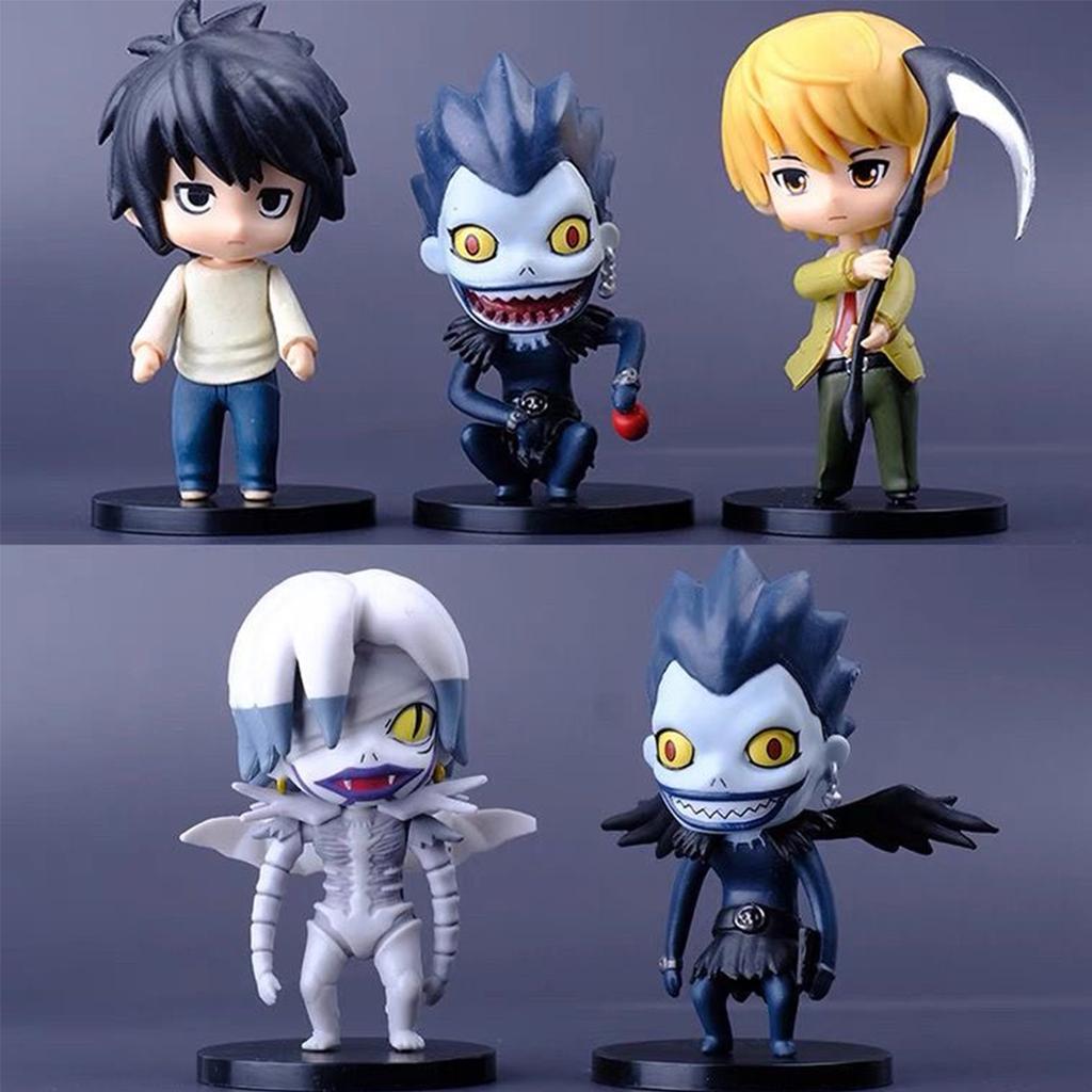 5pcs/Set Anime Notebook L Lawliet Figure Cute Edition Rem Yagami Light Action Figures Collectible Ryuk Amine Figurine boys Gifts
