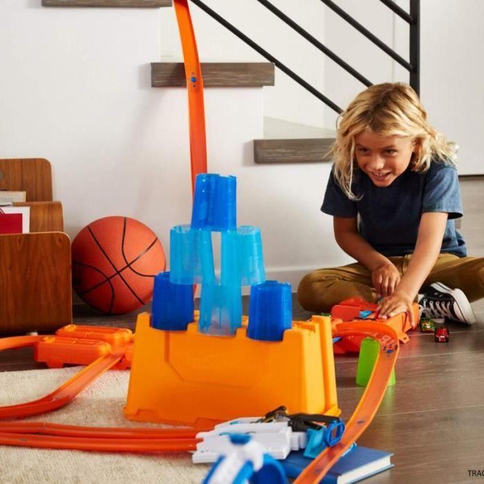 Hot wheels příslušenství krabice kaskad a kelímků s katapultem, herní sada pro malé autíčka s dráhou a kolejemi, hračka