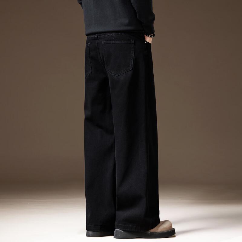 Men's American Casual Loose Fit Straight Leg Black Jeans