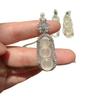 Chinese Style White Chalcedony Lucky Bean Pendant Necklace with Silver Plated Diamond Clavicle Chain