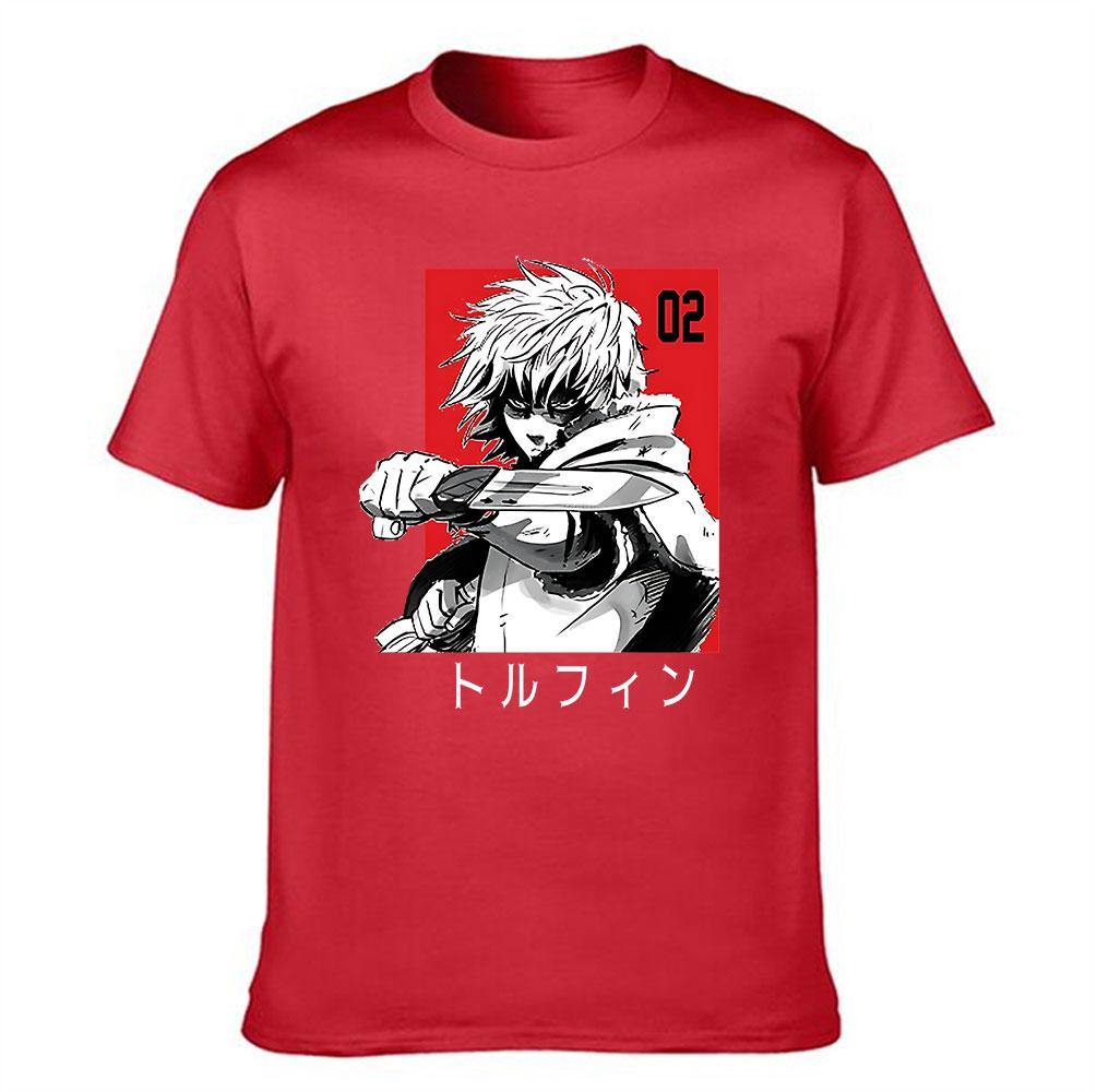 Unisexs Cotton Tshirt Anime Style Character Holding Knife Print Casual Short Sleeve Tee Top
