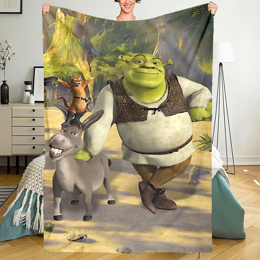 Shrek Theme Printed Blanket - Perfect for Couch, Bed, Travel & Outdoor Use | Machine Washable, Cozy & Durable.