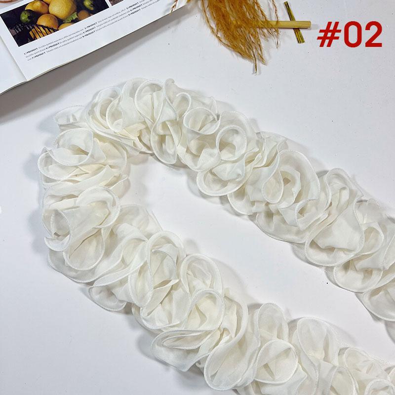 10 Yards 10cm Width Pleated Chiffon Tulle Lace Trim Ruffled Lace Fabric Applique Ribbon Trim Edge For DIY Sewing Dress Curtain
