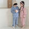 Winter Children Home Furnishing Long-sleeved Trousers Set Thickened Warm Solid Color Boys Girls Home Clothes