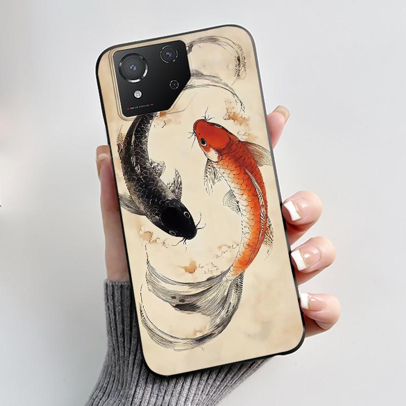 Casing For Asus ROG Phone 8 Phone8 ROG8 Pro Case Luxury Dragon Cute Cool Boys Girls Slim Black Matte Soft TPU Back Protect Cover