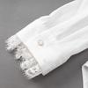 Elegant Lace Peter Pan Collar Long Sleeve Cotton Shirt - Women's Fashion 