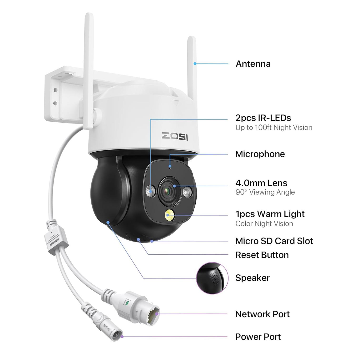 

ZOSI C290SE 2MP Two-Way Audio PTZ Camera Night Vision Smart Security Camera EU Plug