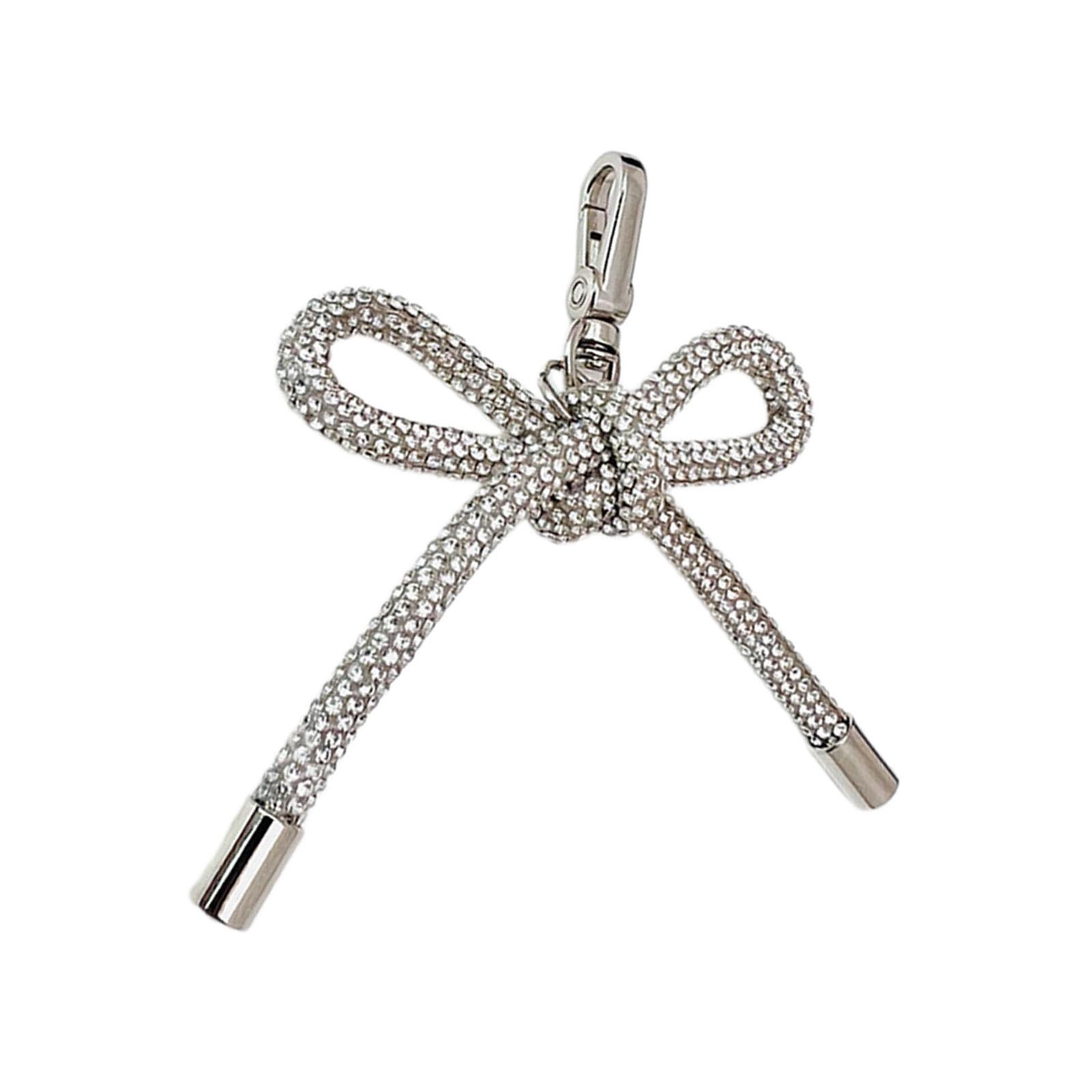 

Брелок в виде сердца с бантиком из стразов, модный аксессуар для рюкзака, милое украшение, подвеска для телефона для повседневного использования T4