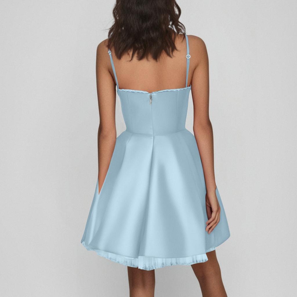 Women's Fashion Summer Solid Color Strapless Hot Girl Suspender Sleeveless Sexy Dress